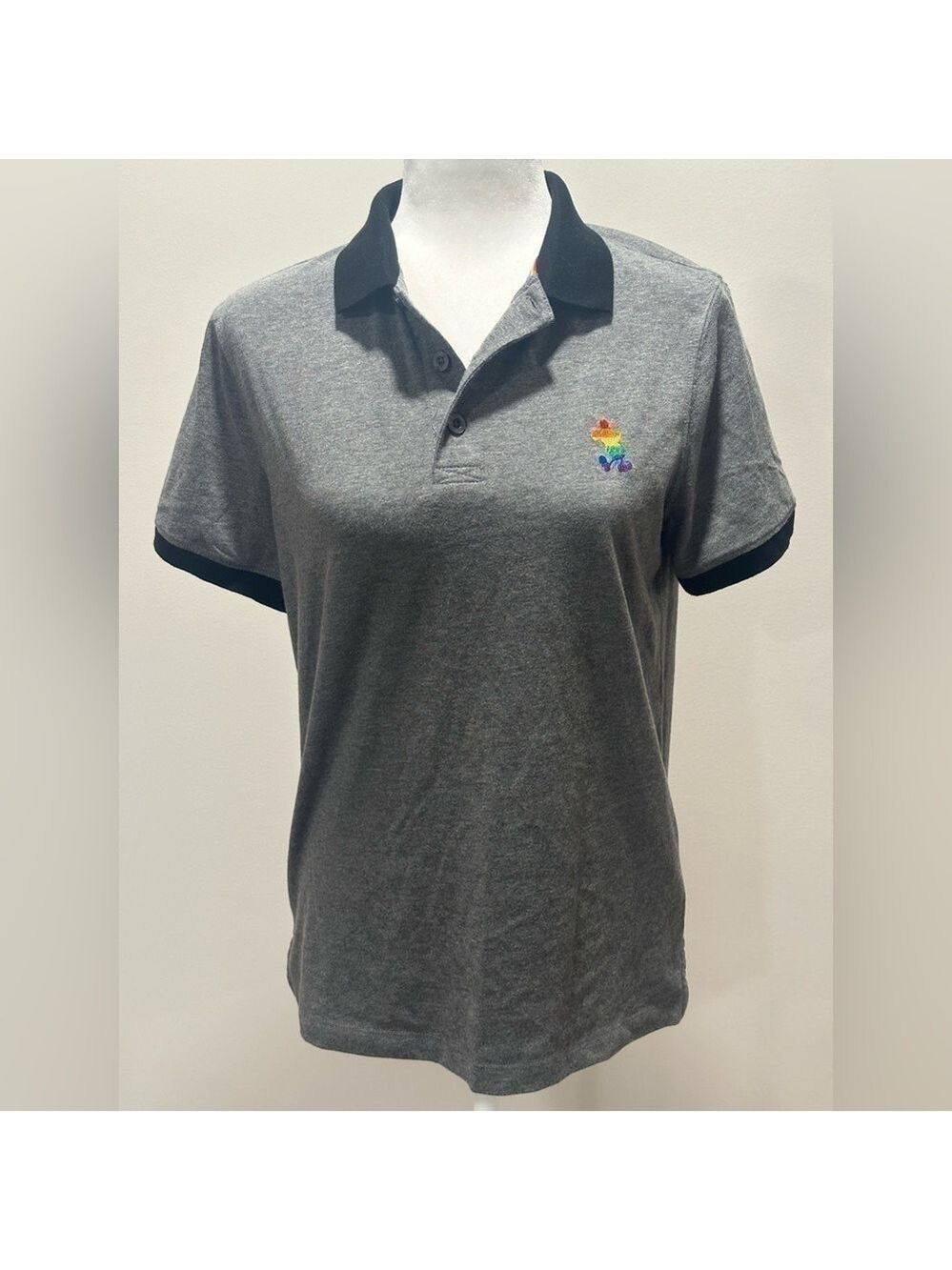 Walt Disney Women’s Polo Rainbow Mickey Patch size Small